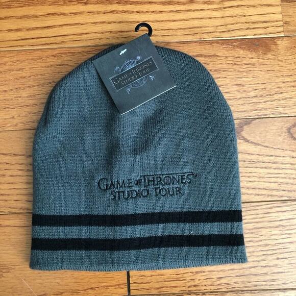 Game of Thrones Studio Tour Authentic Charcoal Gray Black Beanie Hat SZ O/S NWT - Picture 5 of 5